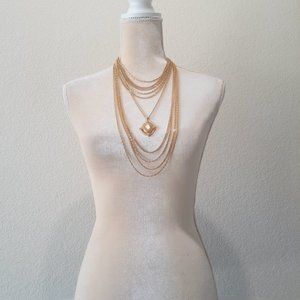 Vintage Monet 10 Strand Necklace with pendent signed